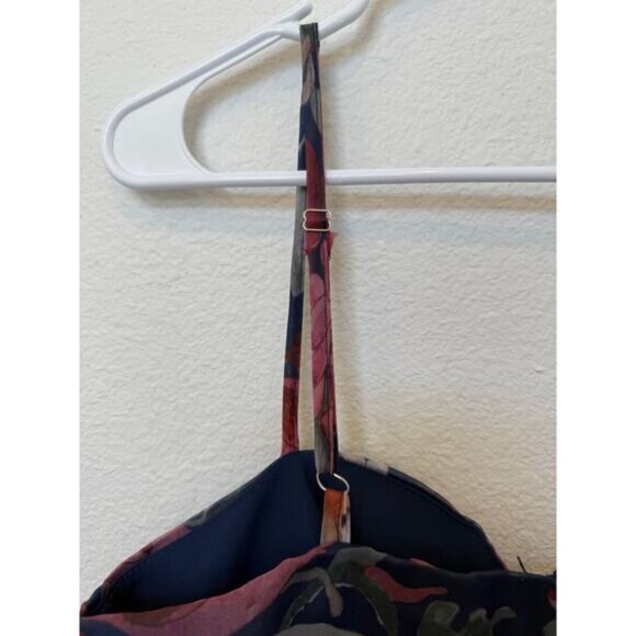 Lulus Cherished Aura Navy Blue Floral Organza Bustier Midi Dress Large - Picture 5 of 10